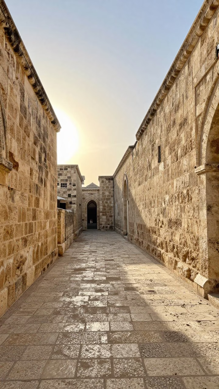 Old University Campus in Amman at As First Light Reaches The Scene in in Amman, Jordan