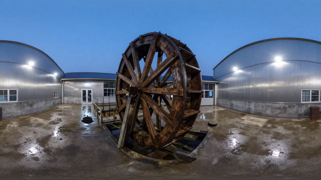 Old Water Mill in Shenzhen Packing Hall in inside a packing hall with stainless conveyors near Shenzhen