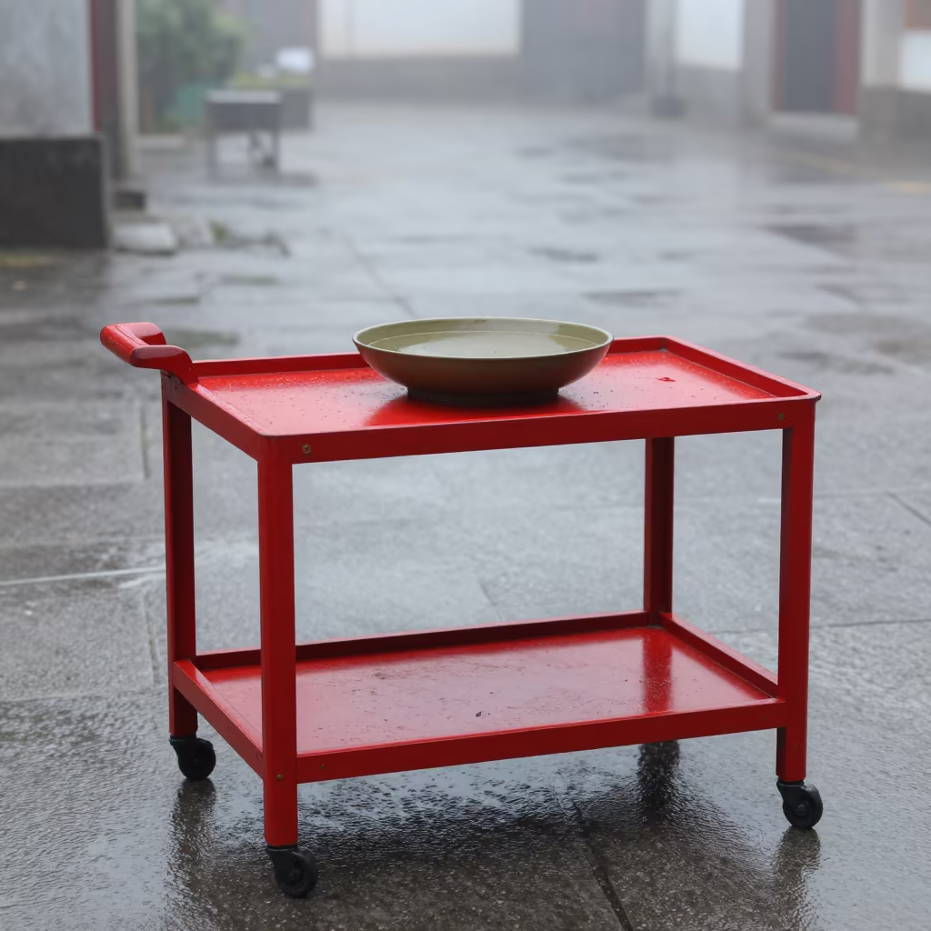 Olive Dish on Lacquered Trolley in Fujian Fog in in Fujian