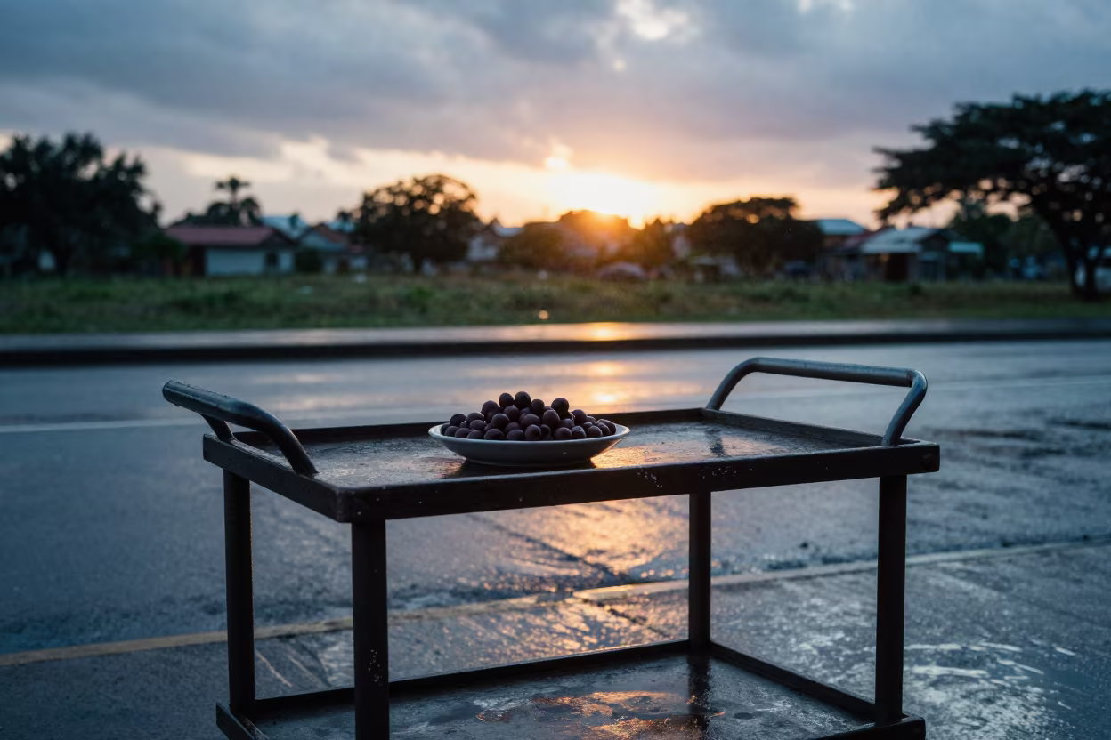 Olive Dish on Lacquered Trolley Madagascar Sunset in in Madagascar