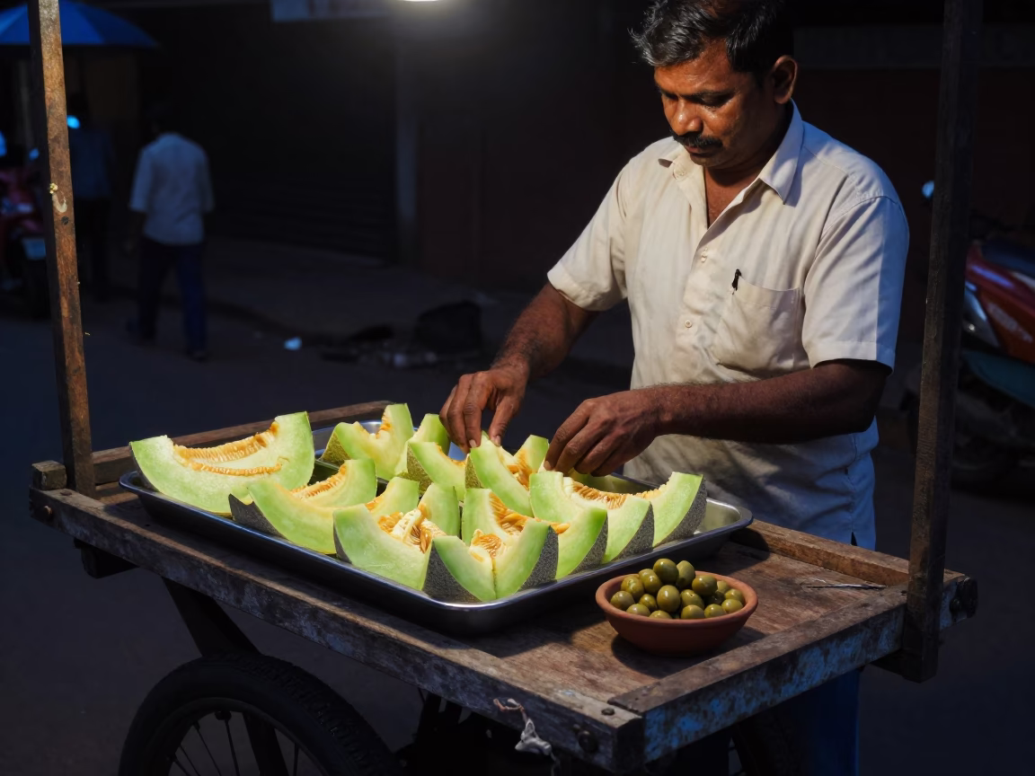 Olive Dishes in Chennai at The Predawn Darkness Light in in Chennai, India