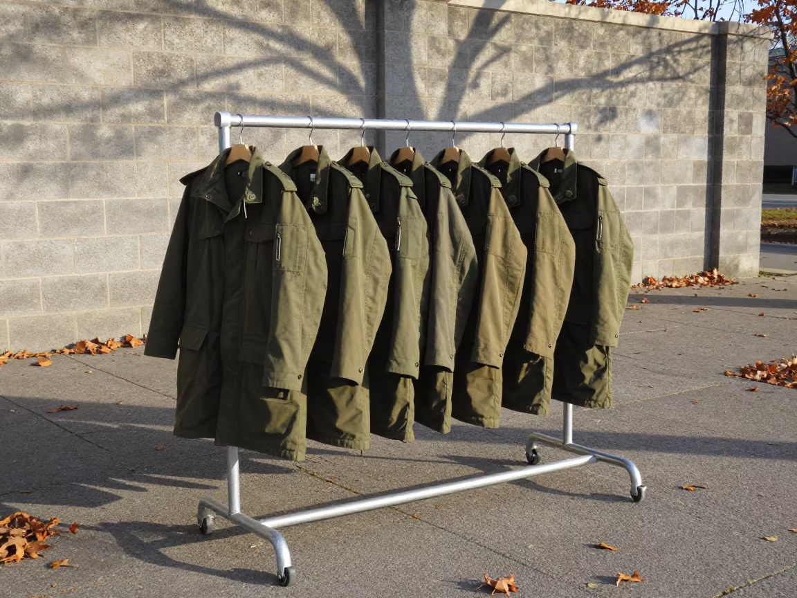 Olive Drab Parkas on Charlotte Parade Ground in on a parade ground near Charlotte