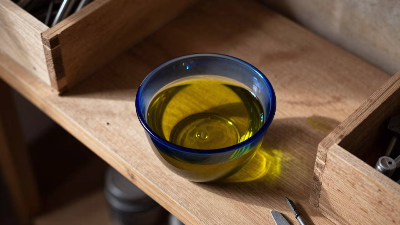 Olive Oil Tasting in Dalian Workshop Shelf in on a workshop shelf in Dalian
