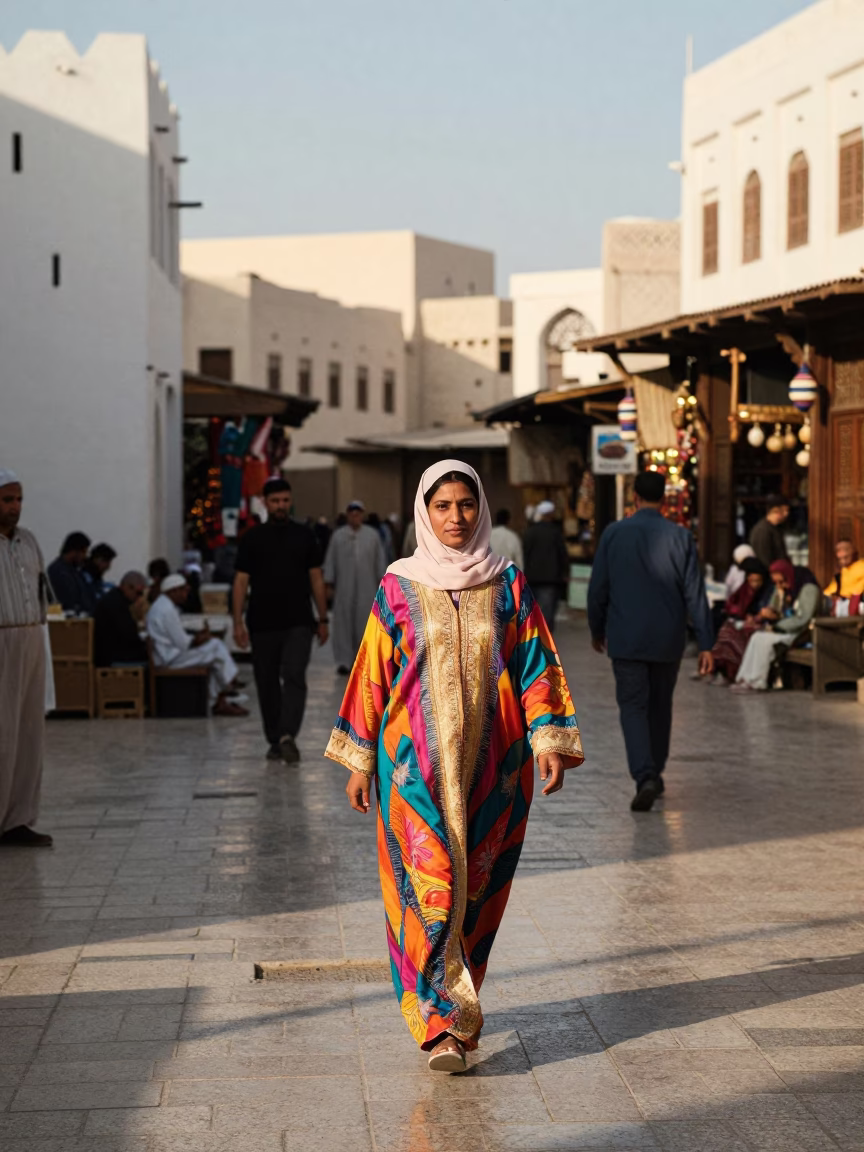 Omani Woman in Muscat at The Early Afternoon Light in in Muscat, Oman