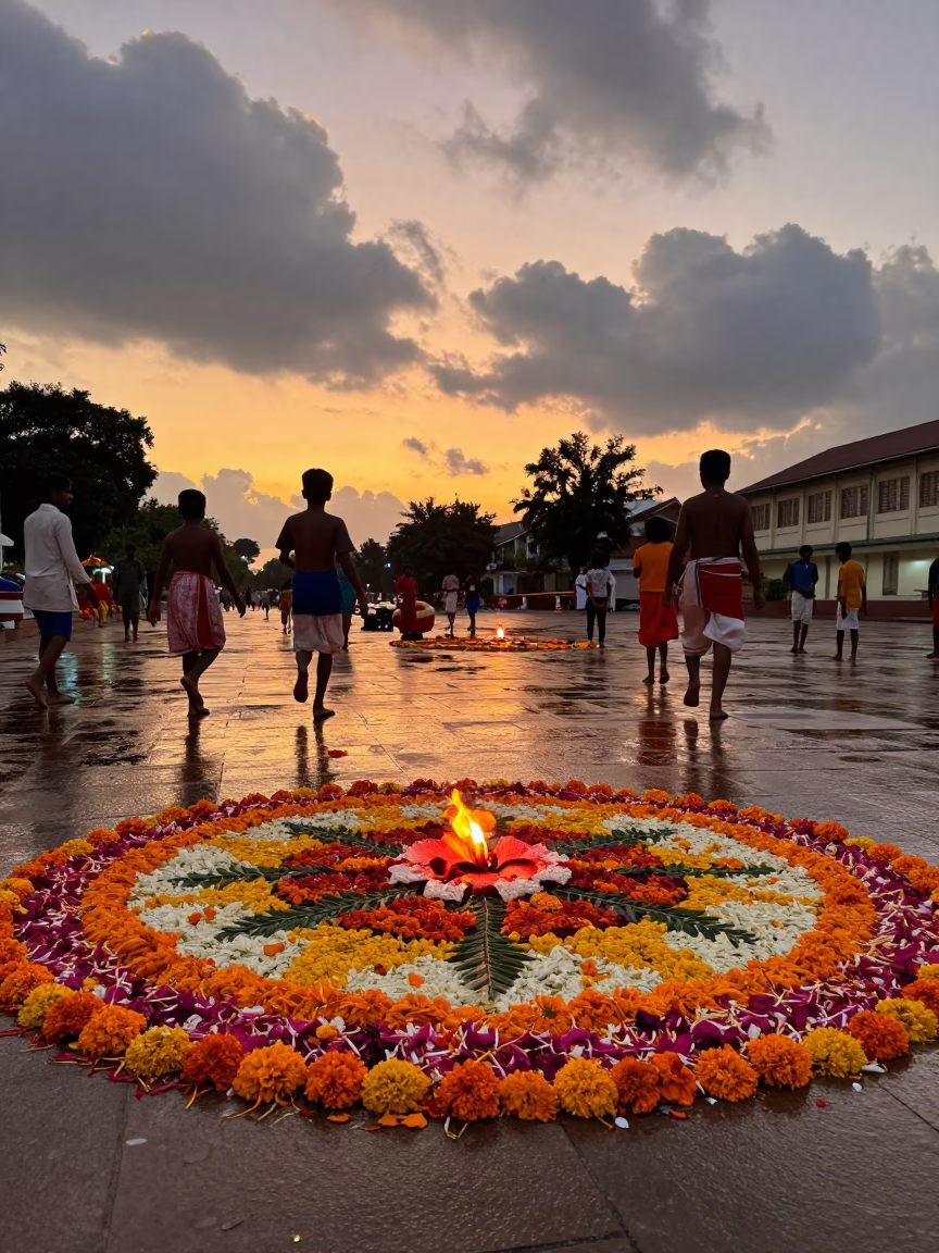 Onam Flower Carpet Dawei Festival Evening in at a public square during a festival in Dawei