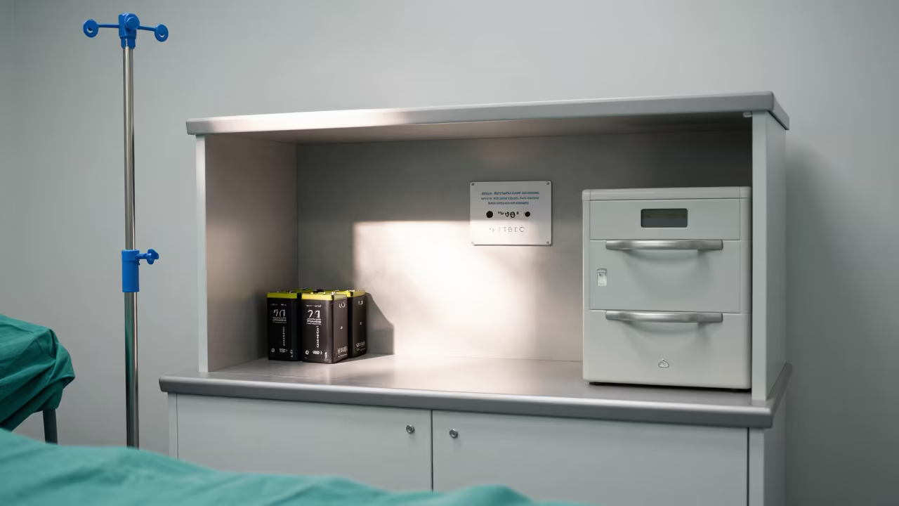 Oncology Infusion Pump Charging Station in in a surgical prep area in Bilbao