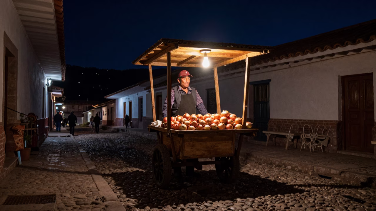 Onions in Cusco at The Deepest Night Sky Light in in Cusco, Peru