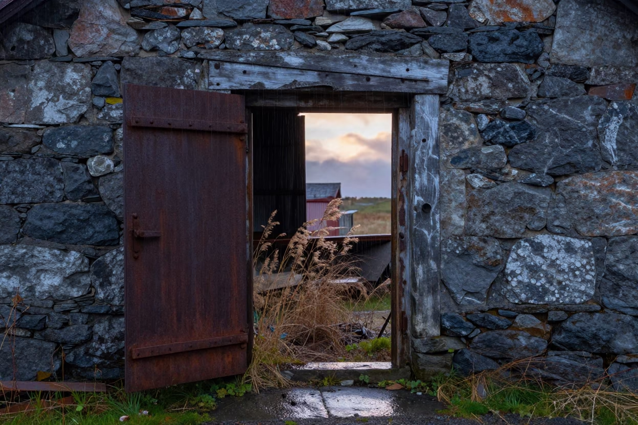 Open Bank Vault Amidst Rain and Midnight Sun in Norway in in Norway
