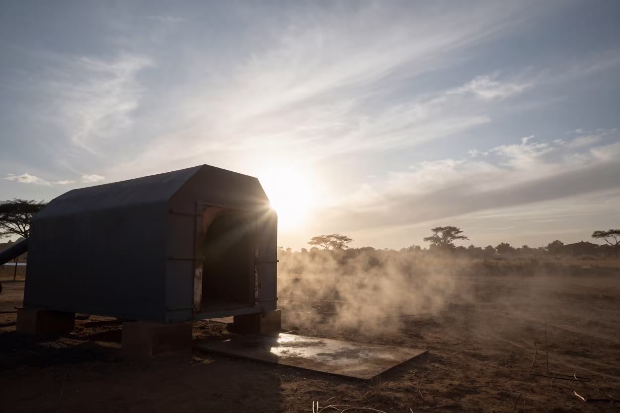 Open Furnace Door Heat Haze Dry Season Kenya in beneath fast-moving cloud bands in Kenya