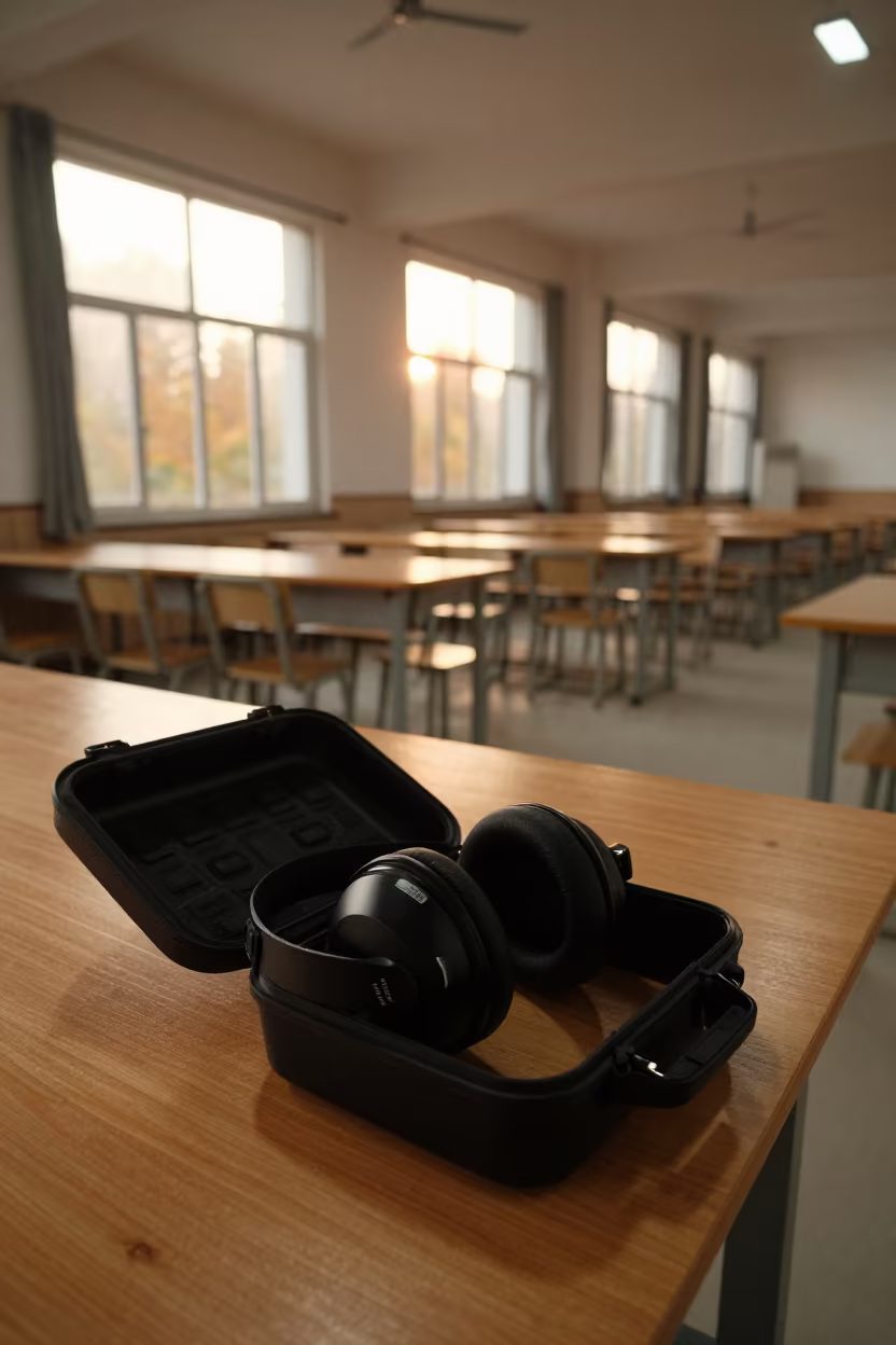 Open Translation Headset Case in Zhangjiajie Hall in in a community center hall in Zhangjiajie