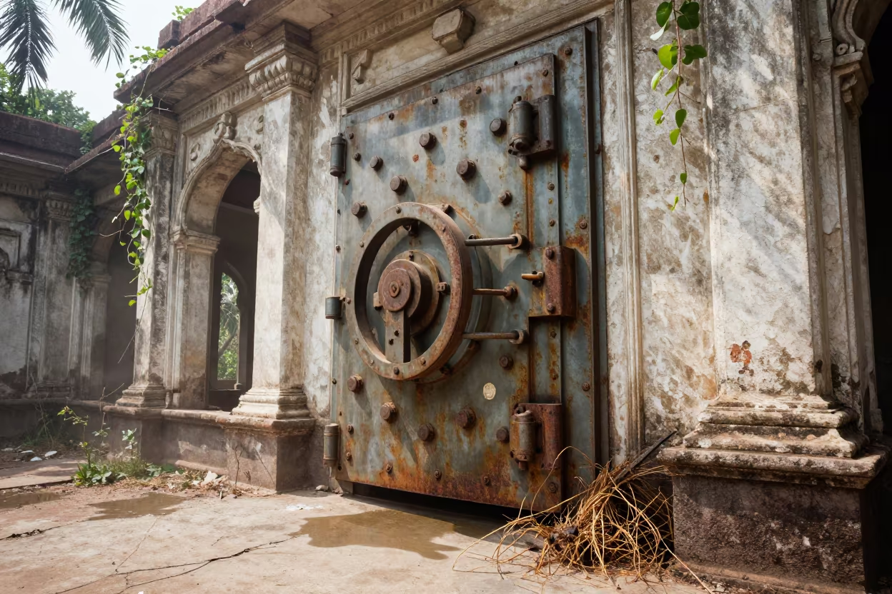 Open Vault in Abandoned Court Gurgaon in through an abandoned ceremonial court near Gurgaon