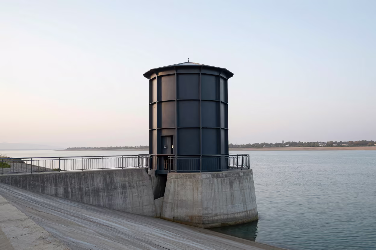 Open Water Tower Hatch on Malatya Dam Spillway in along a dam spillway in Malatya