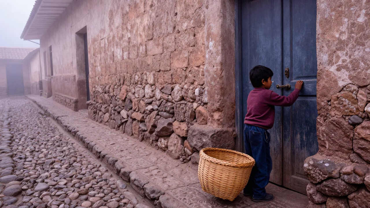 Opening Door in Cusco in in Cusco, Peru