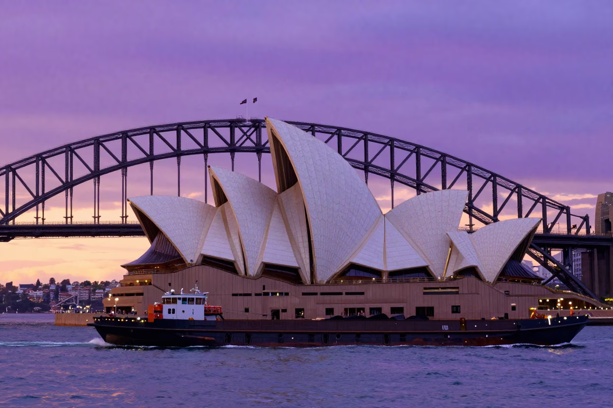 Opera House at Sunset Light in Sydney in in Sydney, New South Wales, Australia