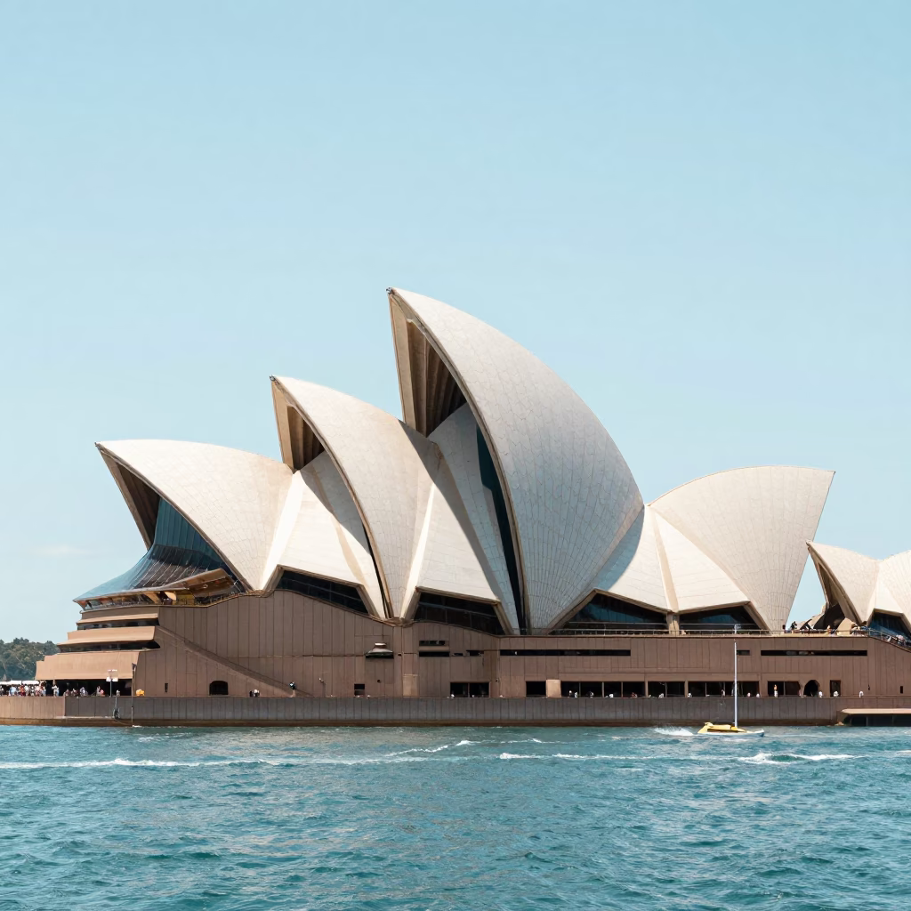 Opera House at The Flat Glare Of Noon Light in Sydney in in Sydney, New South Wales, Australia