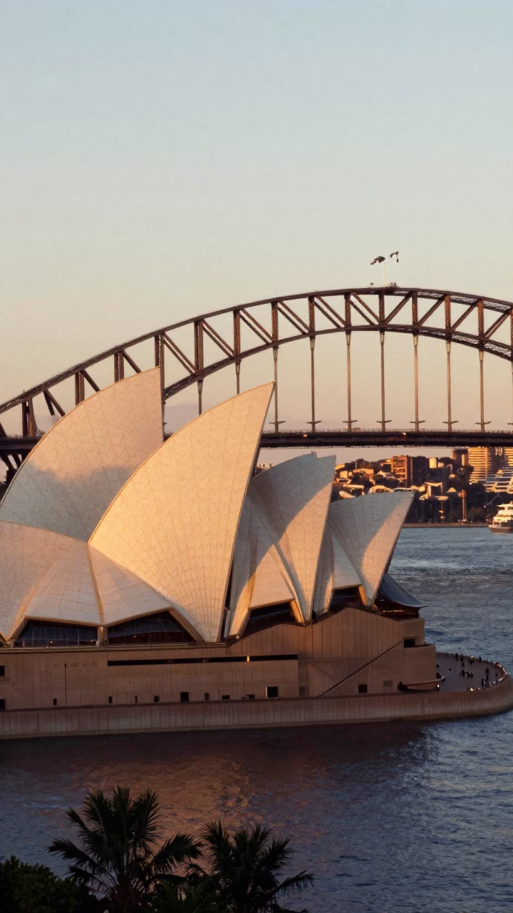 Opera House in Sydney at Honeyed Evening Light in in Sydney, New South Wales, Australia