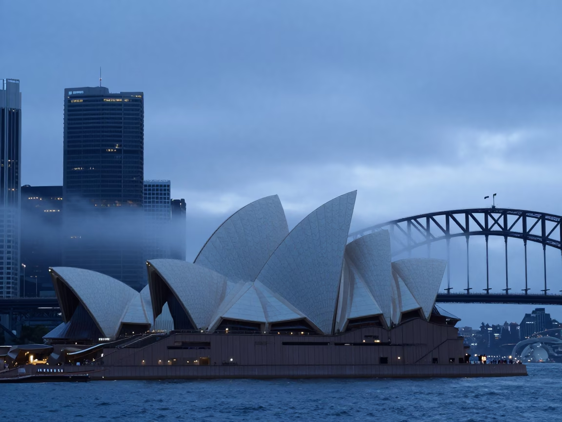 Opera House in Sydney at Sunrise Light in in Sydney, New South Wales, Australia