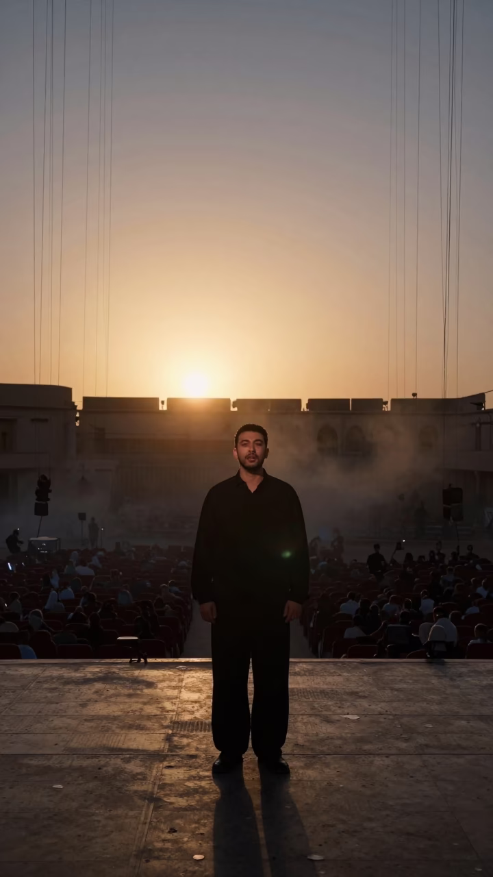 Opera Singer Rehearsal Sunset Light Oujda Hall in in a concert hall in Oujda