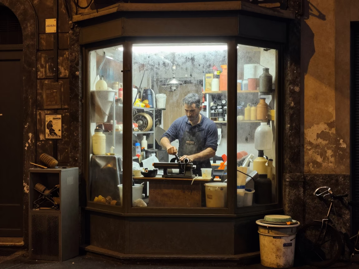 Operating Grinder in Naples in in Naples, Italy