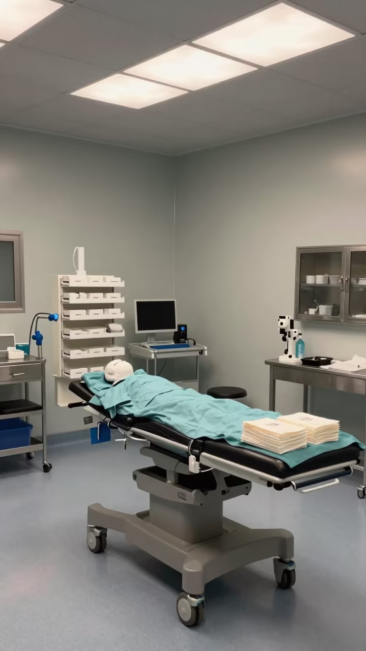 Ophthalmic Chin Rest Drawer in Adana Clinic Prep Room in in a surgical prep area in Adana