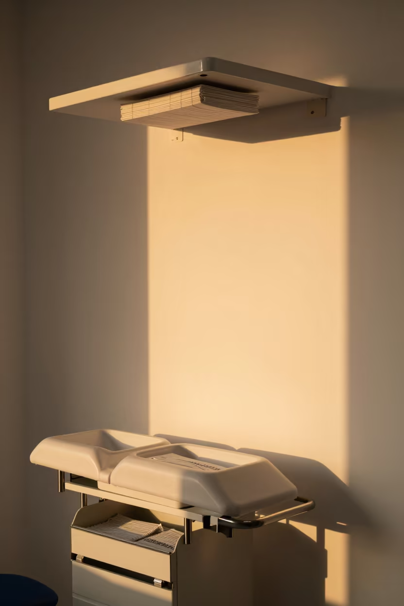 Ophthalmic Chin Rest Drawer in Golden Light in inside a rehabilitation gym near Qingdao