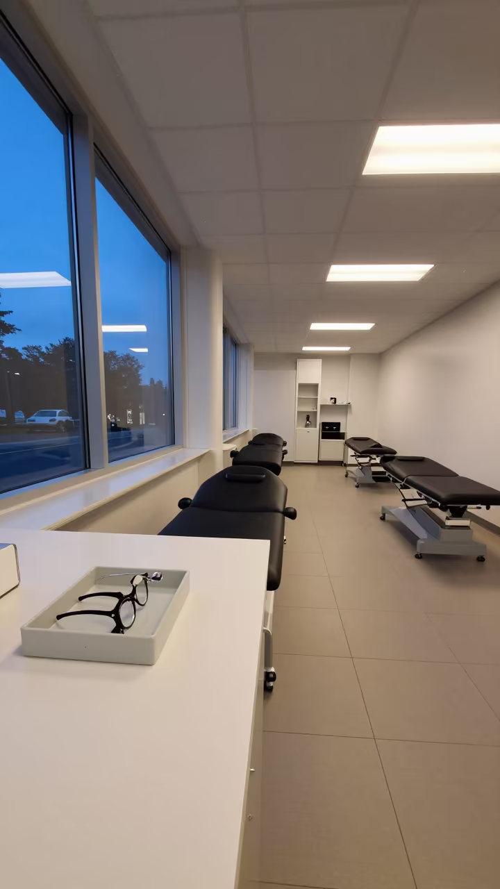 Optometry Lens Flipper Tray in Quiet Clinic in inside a recovery area with treatment stations aligned in Markham