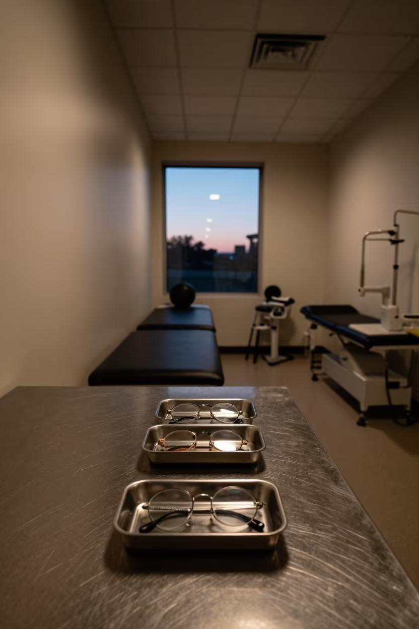 Optometry Lens Tray in Dallas Rehab Twilight in inside a rehabilitation therapy room in Dallas