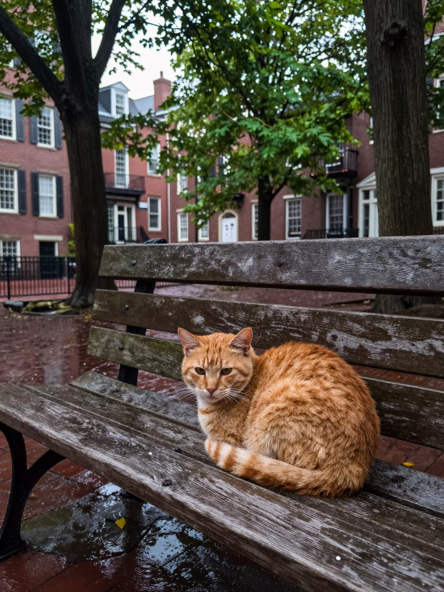 Orange Cat in Boston in in Boston, Massachusetts, United States