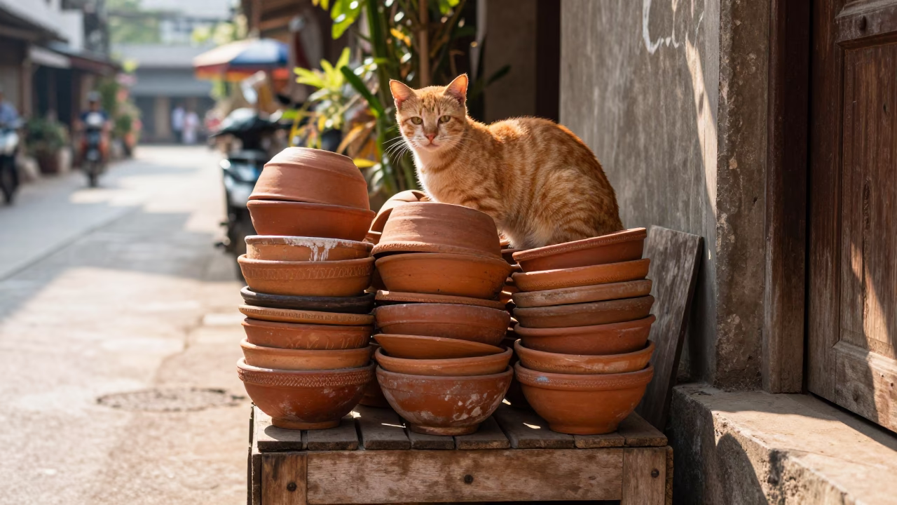Orange Cat in Chiang Mai in in Chiang Mai, Thailand