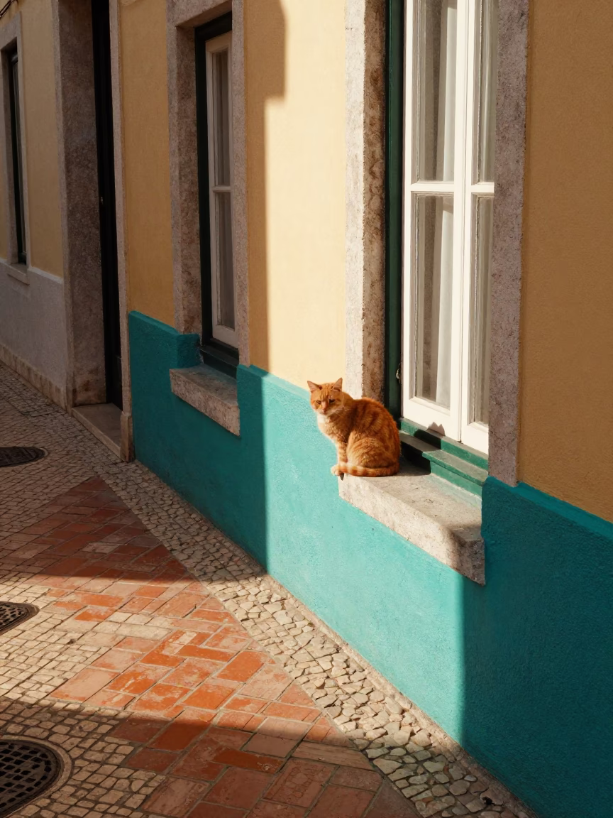 Orange Cat in Lisbon in in Lisbon, Portugal