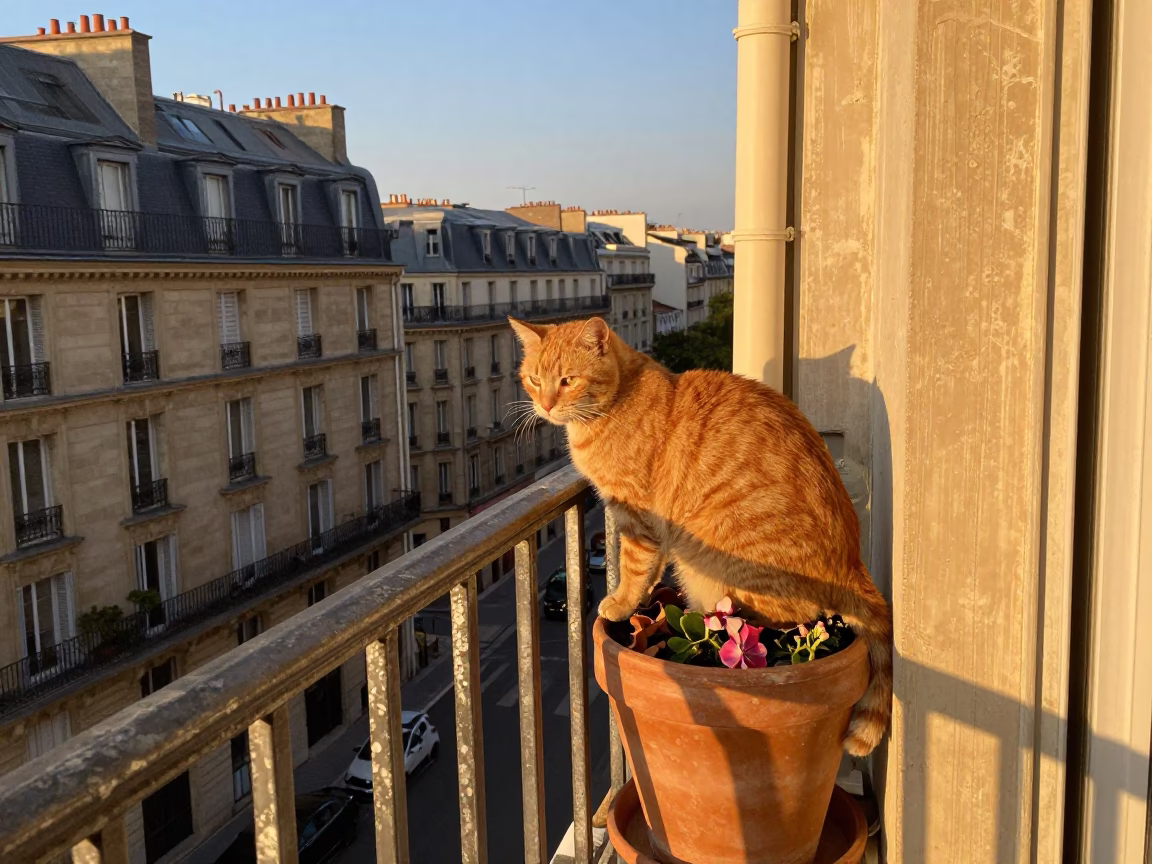 Orange Cat in Paris in in Paris, France