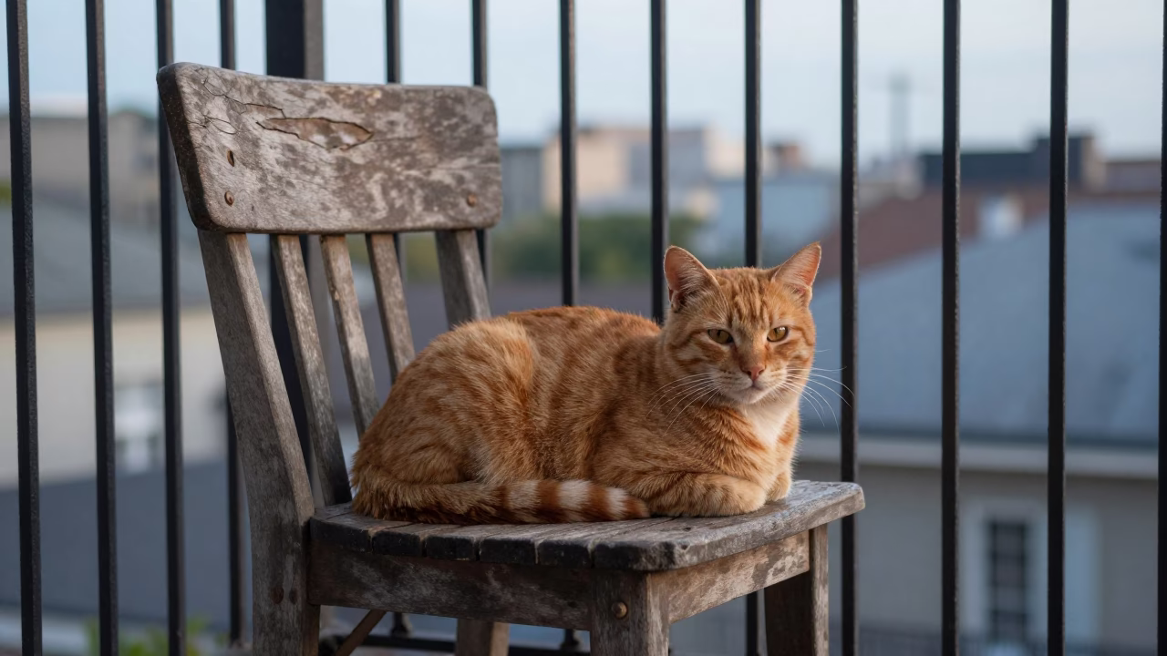Orange Cat just after sunrise in New Orleans in in New Orleans, Louisiana, United States
