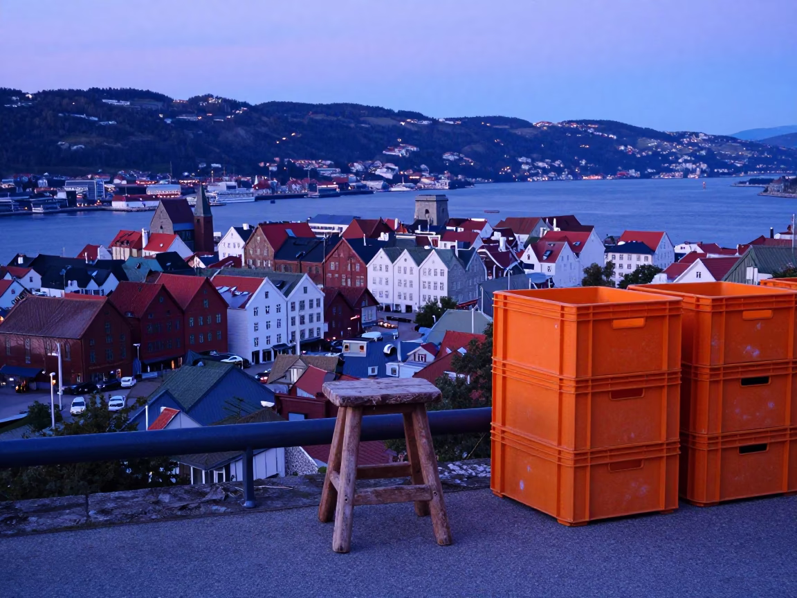 Orange Crates in Bergen in in Bergen, Norway