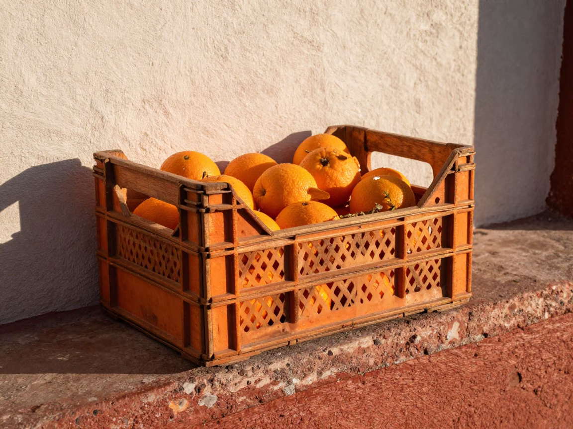 Orange Fruit Crate in Merida in in Merida, Mexico