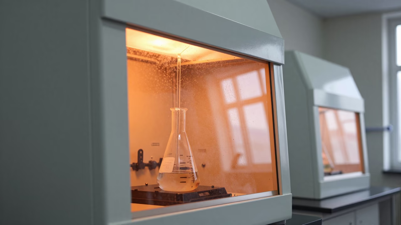 Orange Glow Fossil Lab Chemistry Reaction in in a fossil prep lab near Gemlik