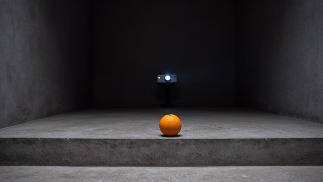Orange on Grey Concrete Step Midnight Atrium in inside a vaulted atrium near Zagreb