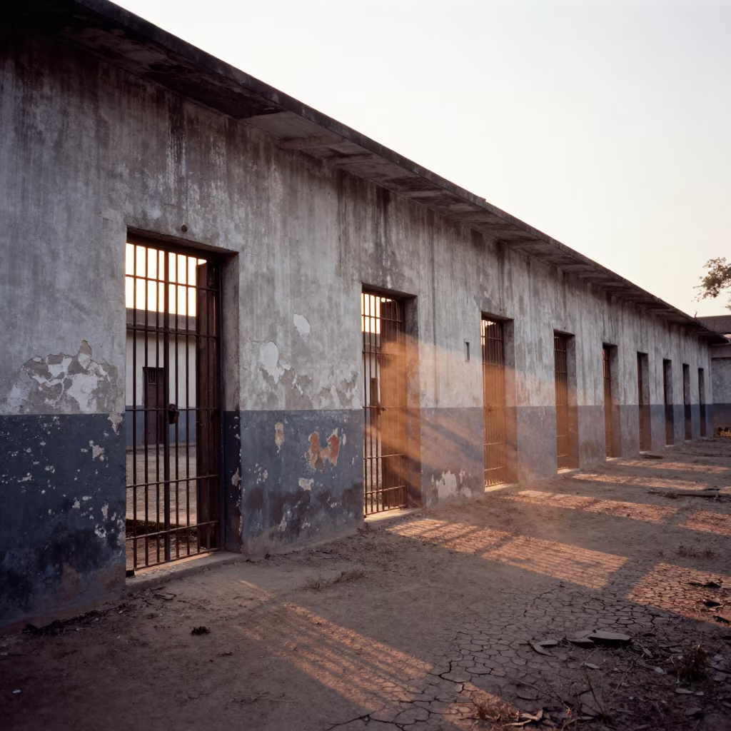 Orange Light in Abandoned Prison Cell Block Near Lucknow in near Lucknow