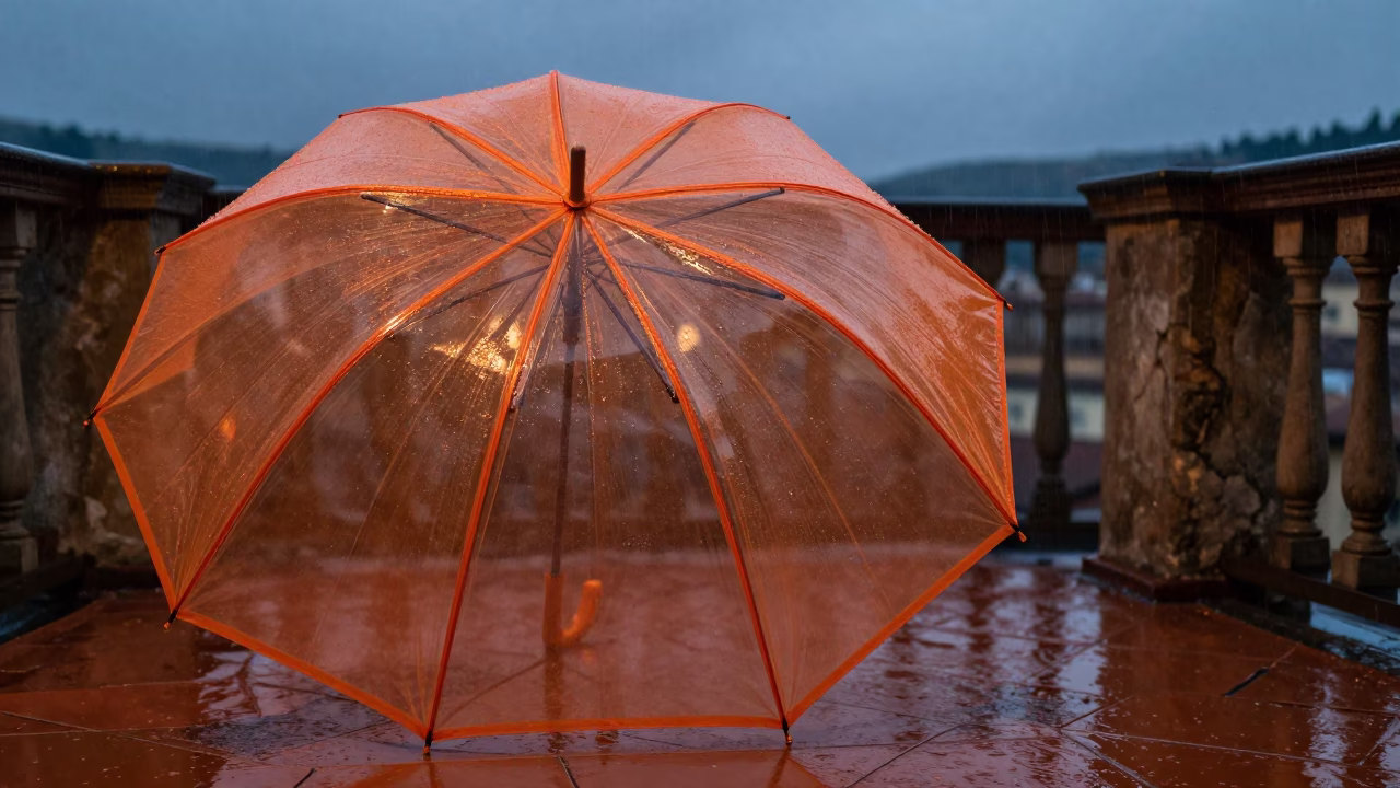 Orange Umbrella in Florence in in Florence, Italy