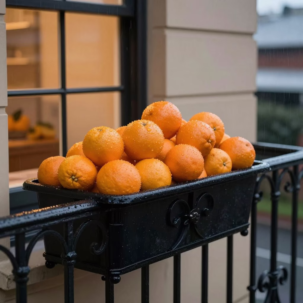 Oranges at Dusk Light in in Melbourne, Australia