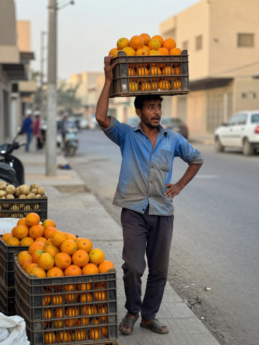 Oranges just after sunrise in Cairo in in Cairo, Egypt