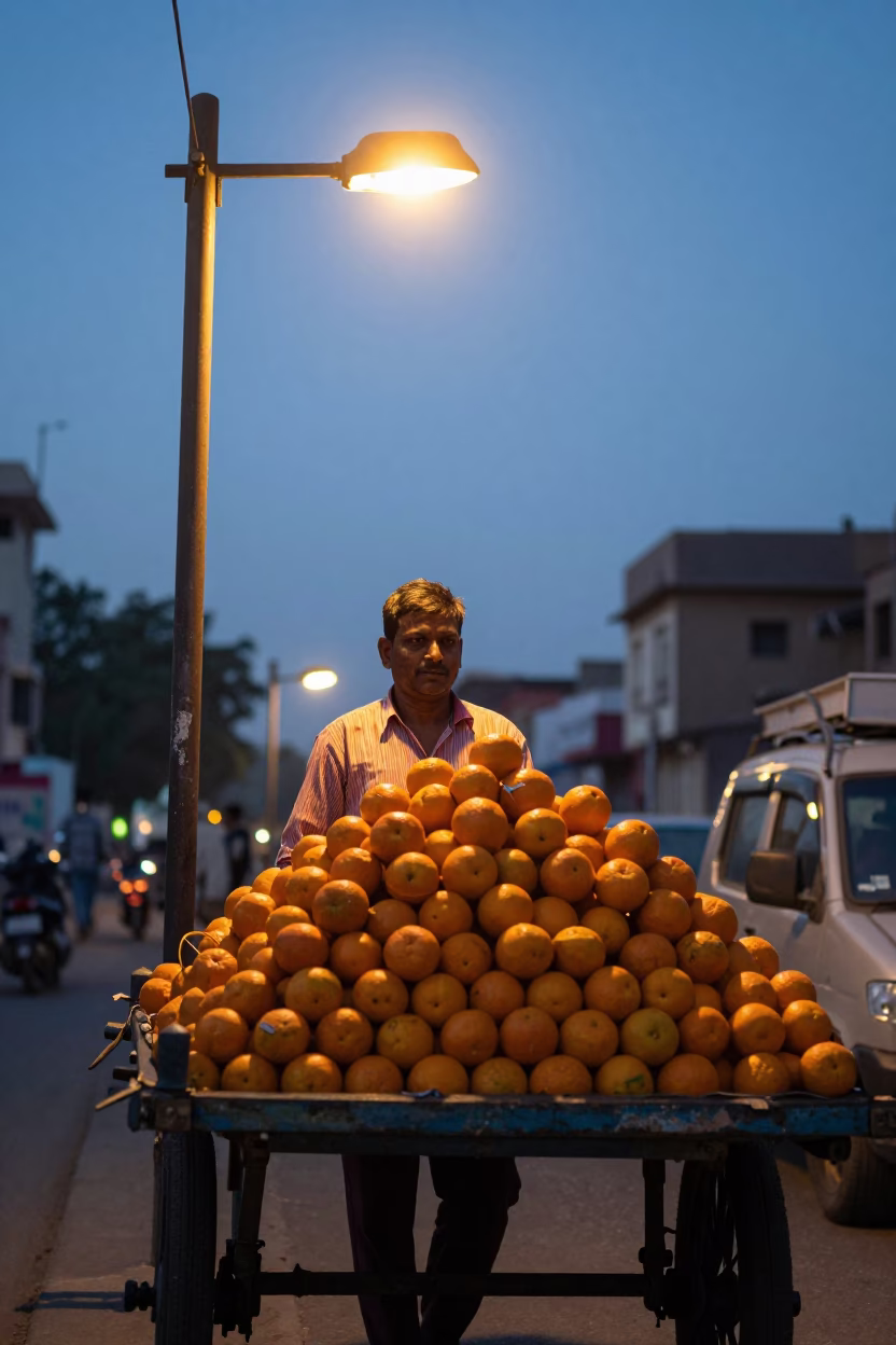 Oranges Twilight in Delhi at Blue Hour in in Delhi, India