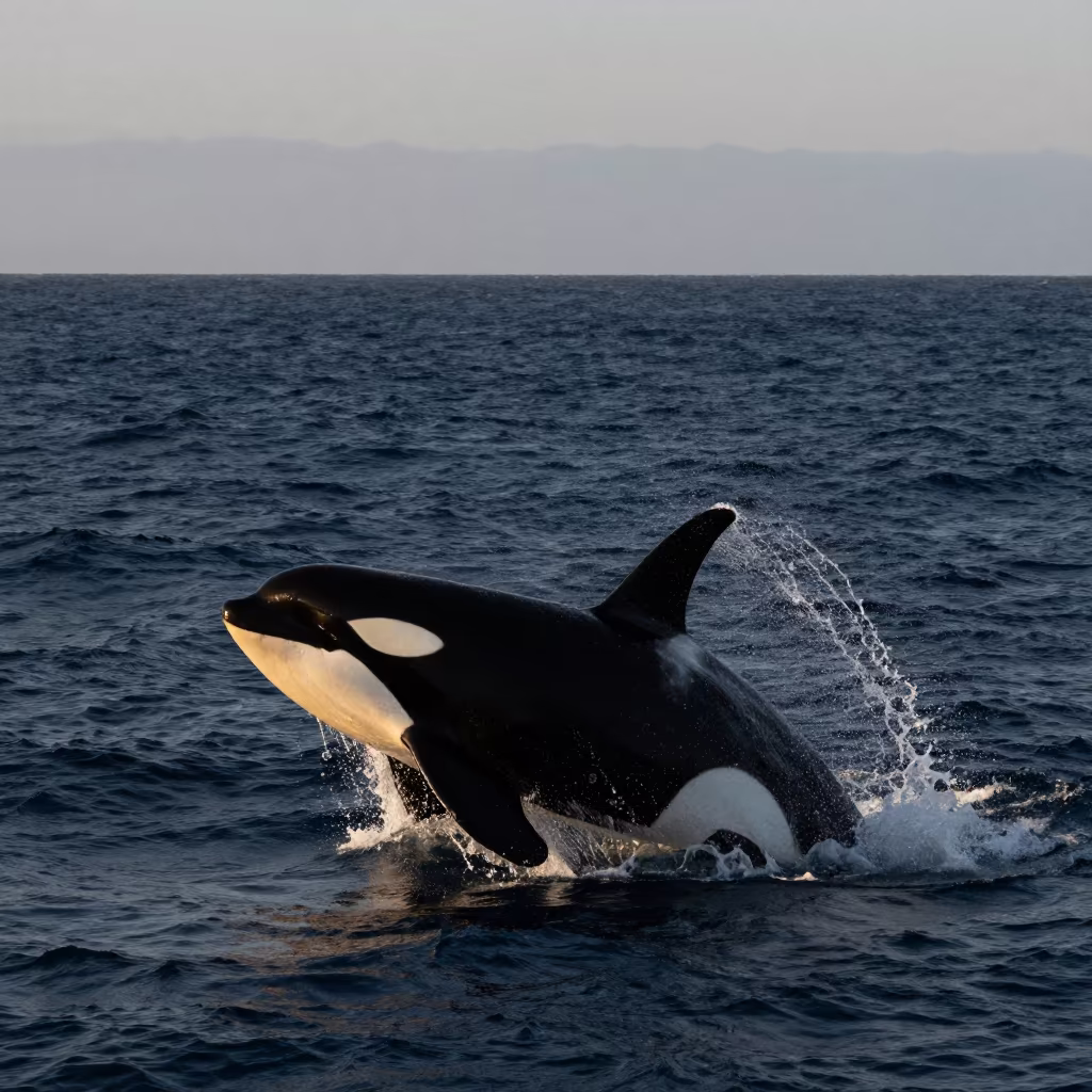 Orca Breaching Twist Near Salvador Evening in near Salvador