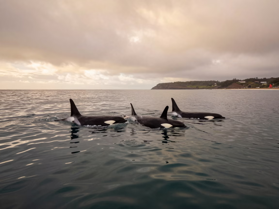 Orca Pod Hunting Near Goa Coast at Sunset in in Goa