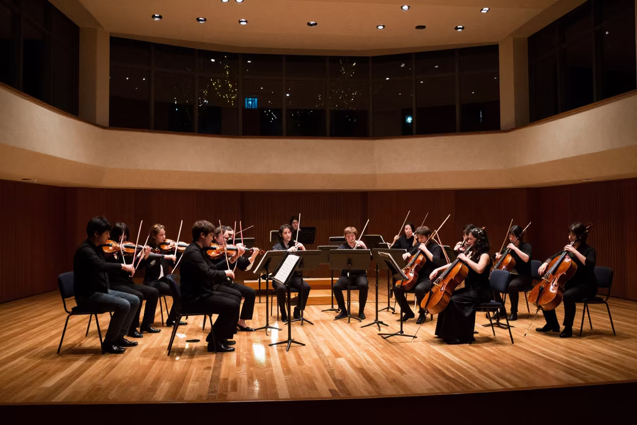 Orchestra Rising in Turmero Concert Hall Night in in a concert hall in Turmero