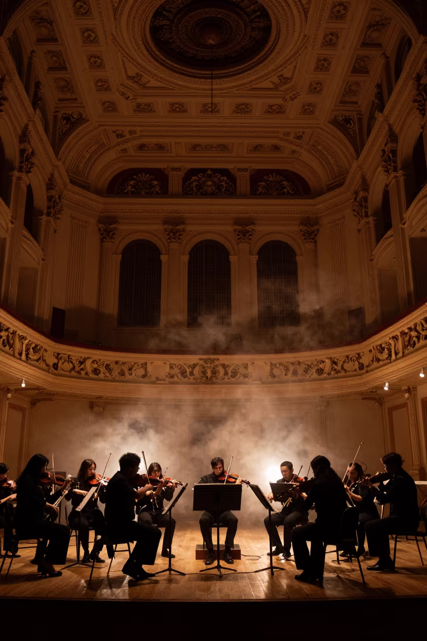 Orchestra Silhouette in Nanchang Palace Hall in on a theater stage in Nanchang