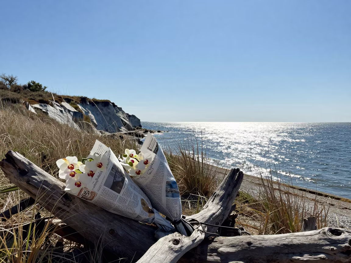 Orchid Bunches Salt Spray Cliff Noon Light in along a salt-sprayed cliff edge in Maryland