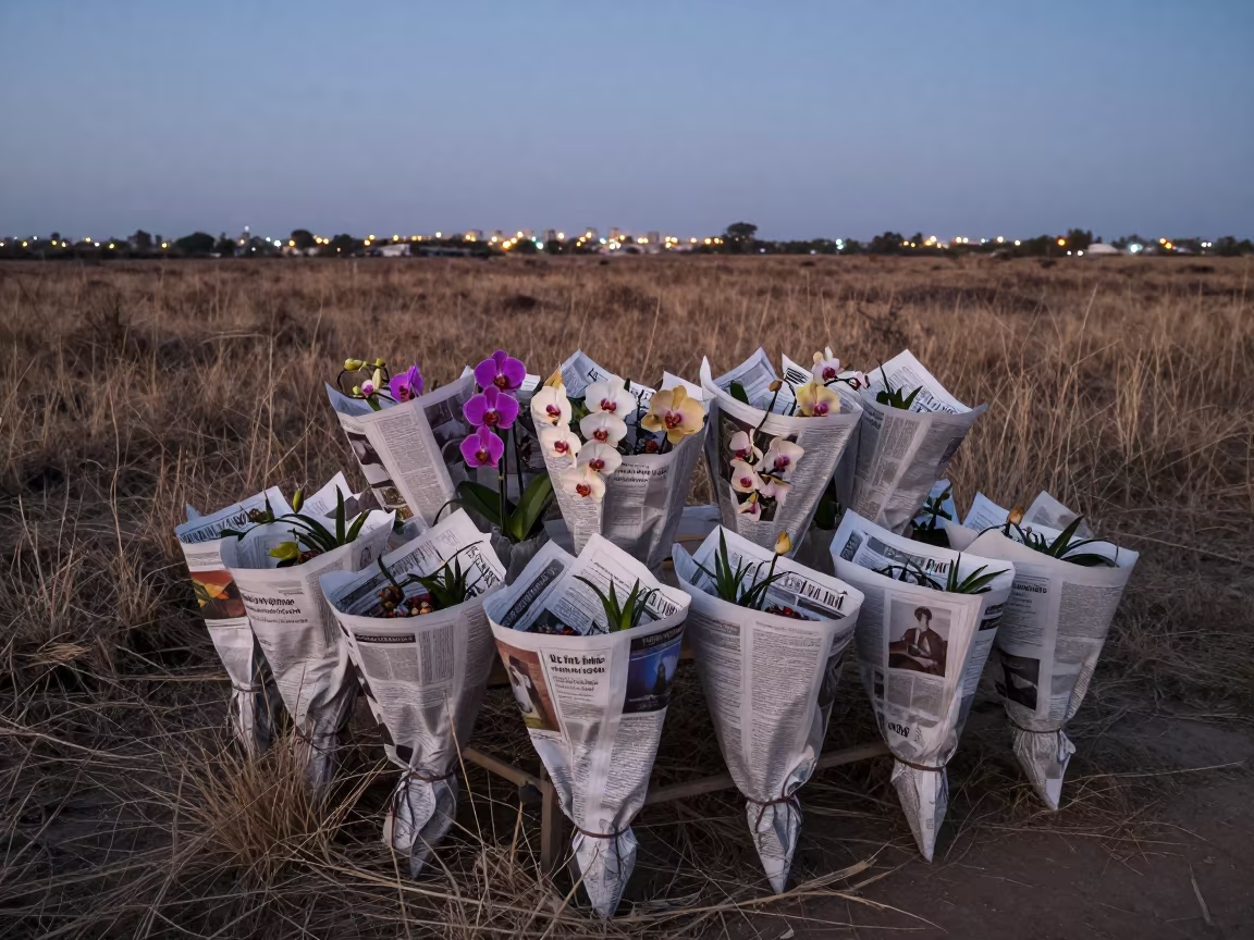 Orchid Bunches Wrapped Newspaper Bangkok Market in in a bloom-heavy meadow near Piura