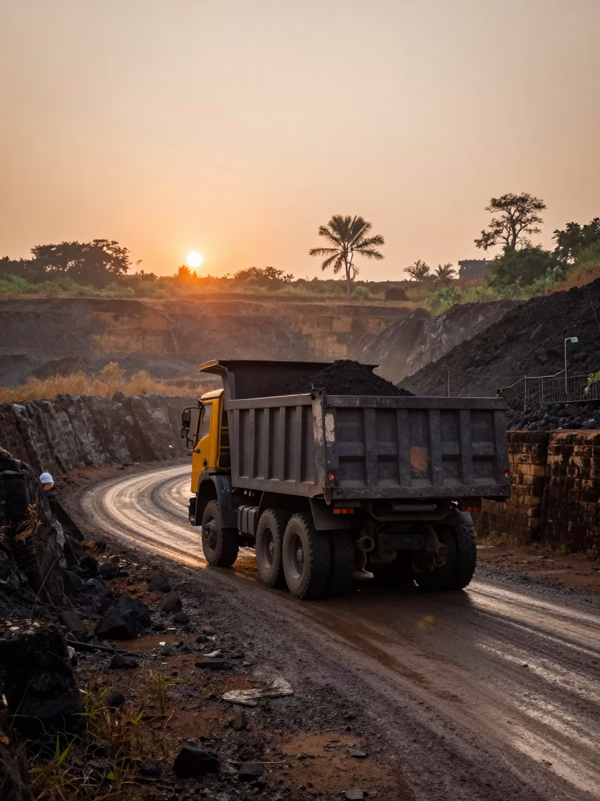 Ore Hauling Truck on Tirunelveli Quarry Road in near Tirunelveli