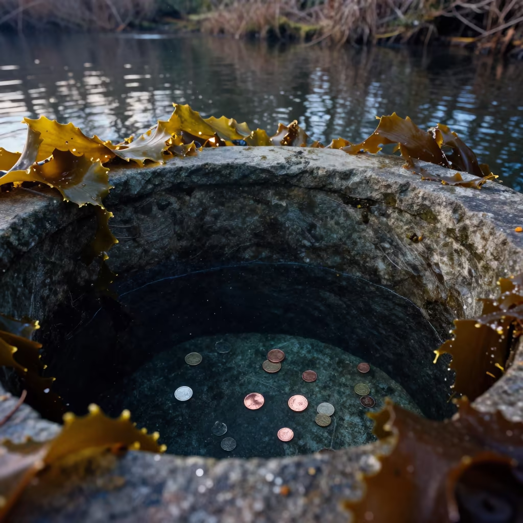 Oregon Holy Well Underwater Coins Glinting in along a kelp-fringed shelf in Oregon