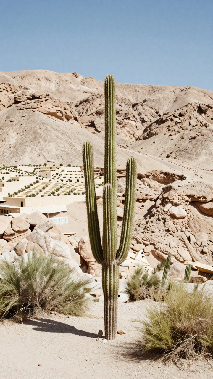 Organ Pipe Cactus in Bur Dubai Terraced Garden in among terraced garden plots near Bur Dubai, Dubai